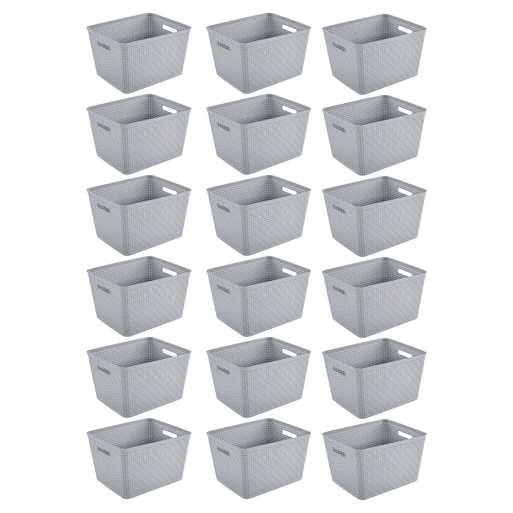 Sterilite 14"Lx8"H Woven Rectangular Tall Basket for Home Organization (18 Pack)