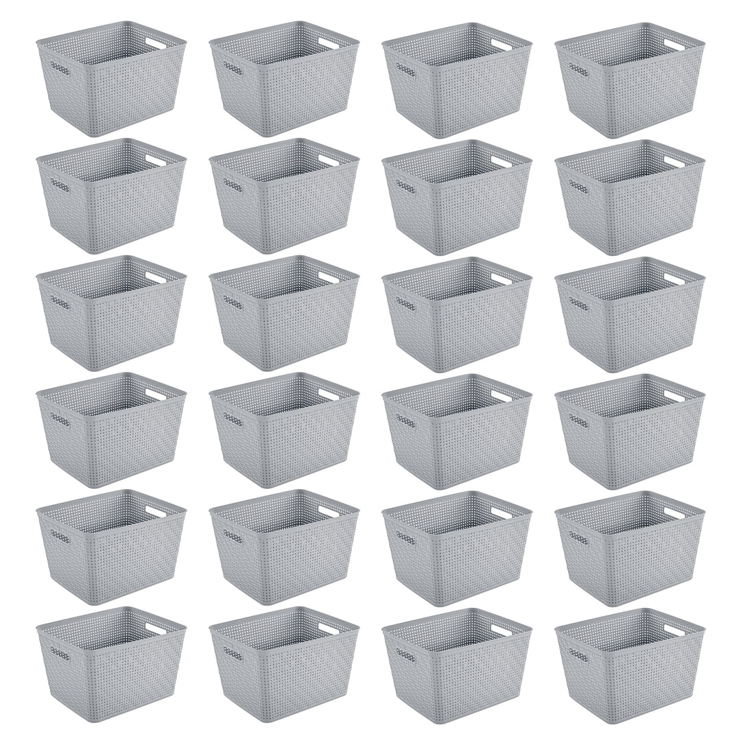 Sterilite 14"Lx8"H Woven Rectangular Tall Basket for Home Organization (24 Pack)