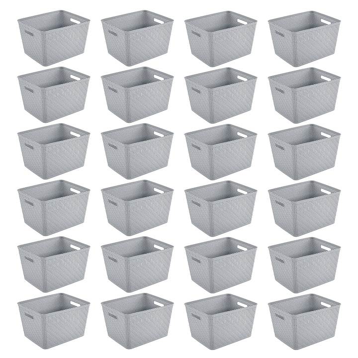 Sterilite 14"Lx8"H Woven Rectangular Tall Basket for Home Organization (24 Pack)