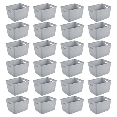Sterilite 14"Lx8"H Woven Rectangular Tall Basket for Home Organization (24 Pack)