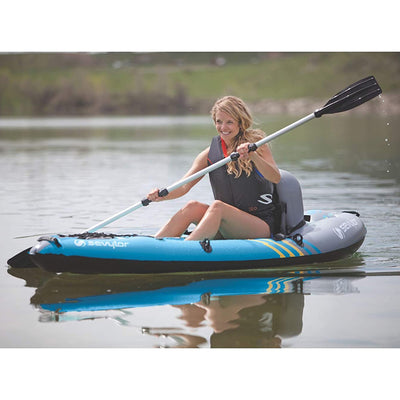 Sevylor K1 QuikPak 1 Person Kayak w/ PVC Inflatable Coverless Sit On Top Design - VMInnovations