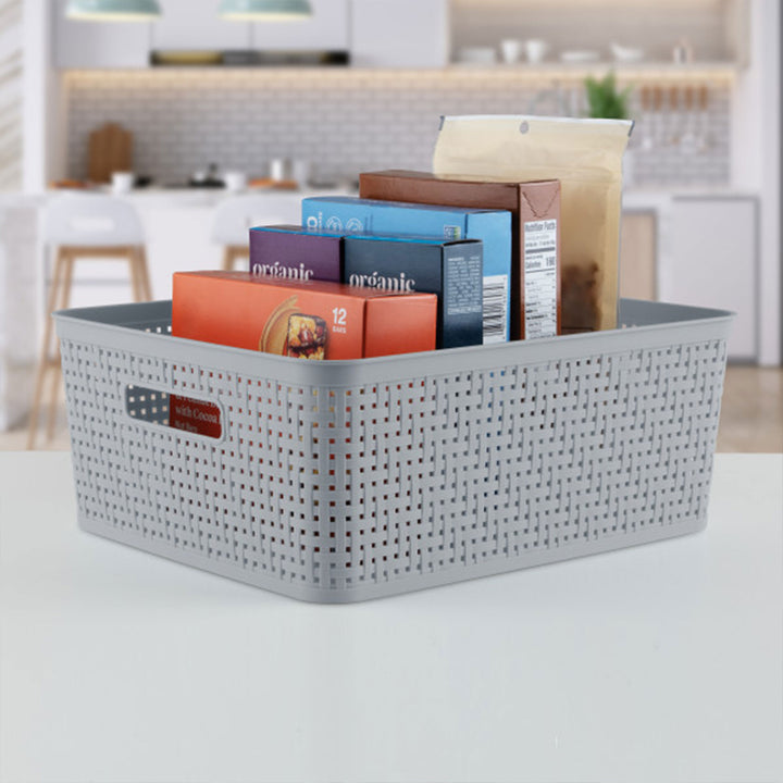 Sterilite 14'' x 11.5'' x 5'' Woven Rectangular Short Basket Organizer (6 Pack) - VMInnovations