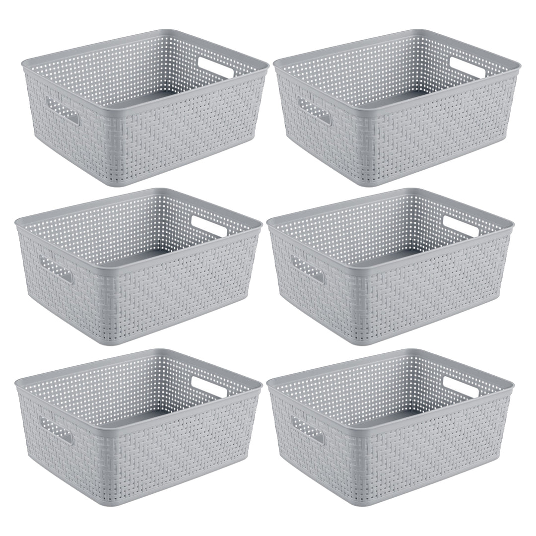 Sterilite 14'' x 11.5'' x 5'' Woven Rectangular Short Basket Organizer (6 Pack)