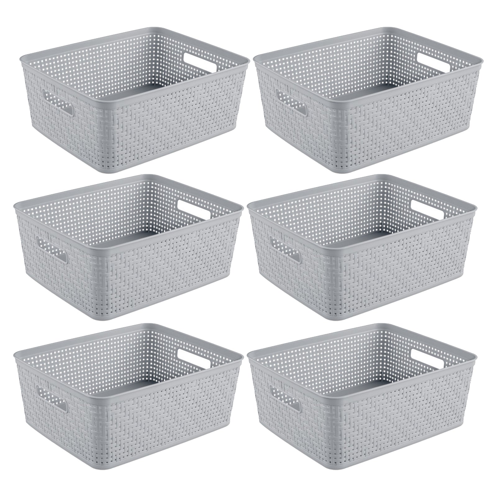 Sterilite 14'' x 11.5'' x 5'' Woven Rectangular Short Basket Organizer (6 Pack) - VMInnovations