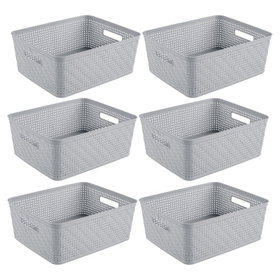 Sterilite 14'' x 11.5'' x 5'' Woven Rectangular Short Basket Organizer (6 Pack) - VMInnovations