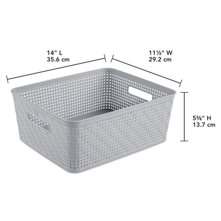 Sterilite 14'' x 11.5'' x 5'' Woven Rectangular Short Basket Organizer (18 Pack)
