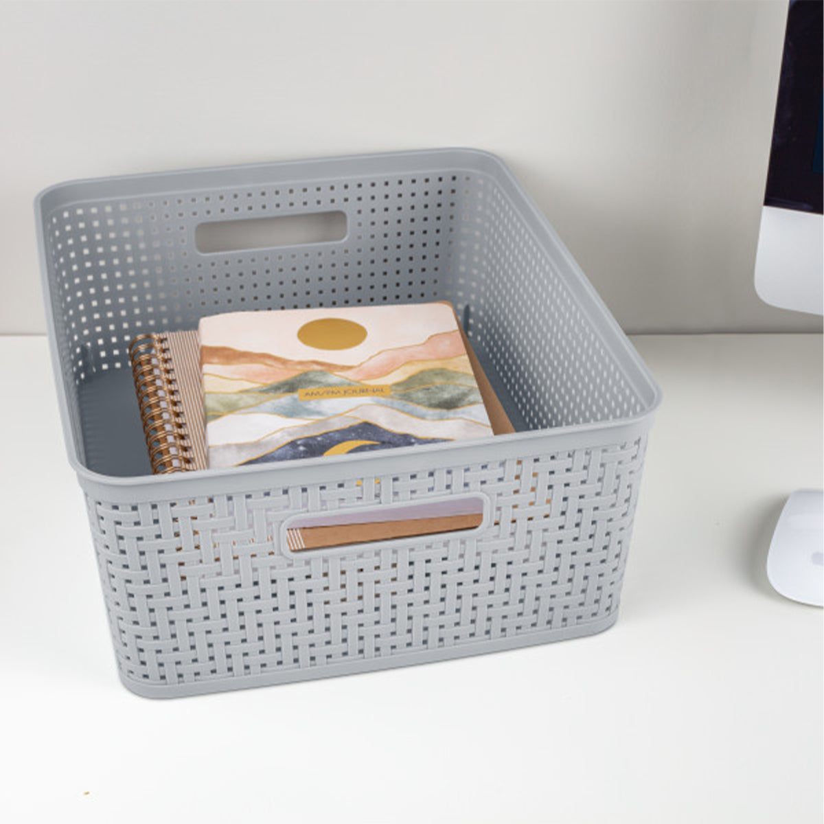 Sterilite 14'' x 11.5'' x 5'' Woven Rectangular Short Basket Organizer (18 Pack)