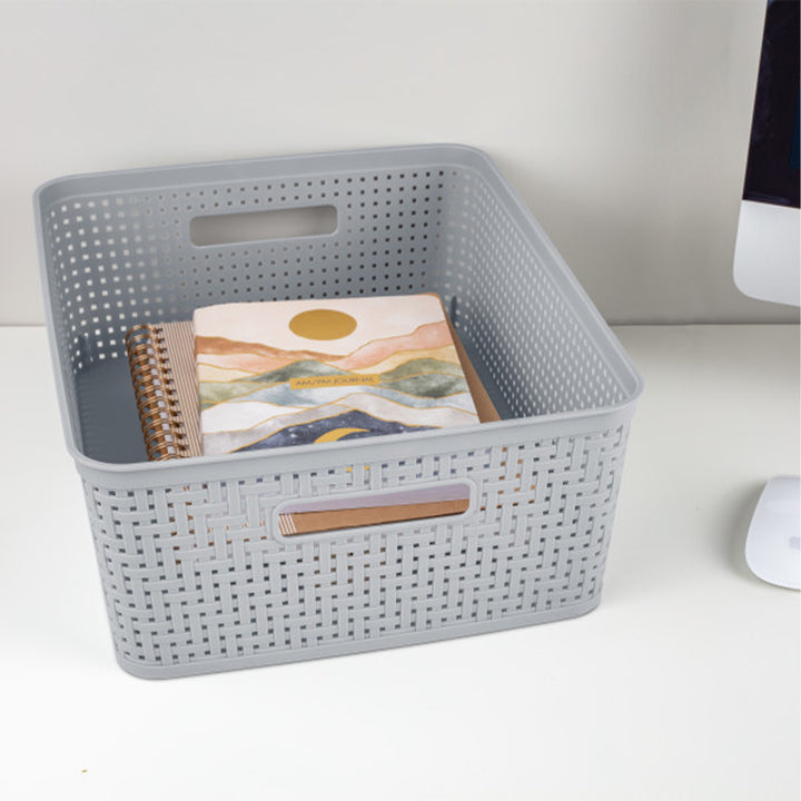 Sterilite 14'' x 11.5'' x 5'' Woven Rectangular Short Basket Organizer (12 Pack)