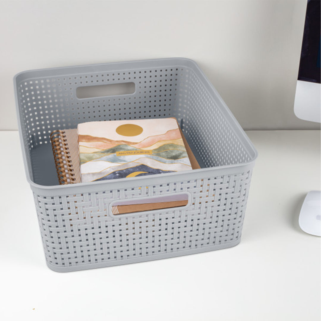 Sterilite 14'' x 11.5'' x 5'' Woven Rectangular Short Basket Organizer (24 Pack)