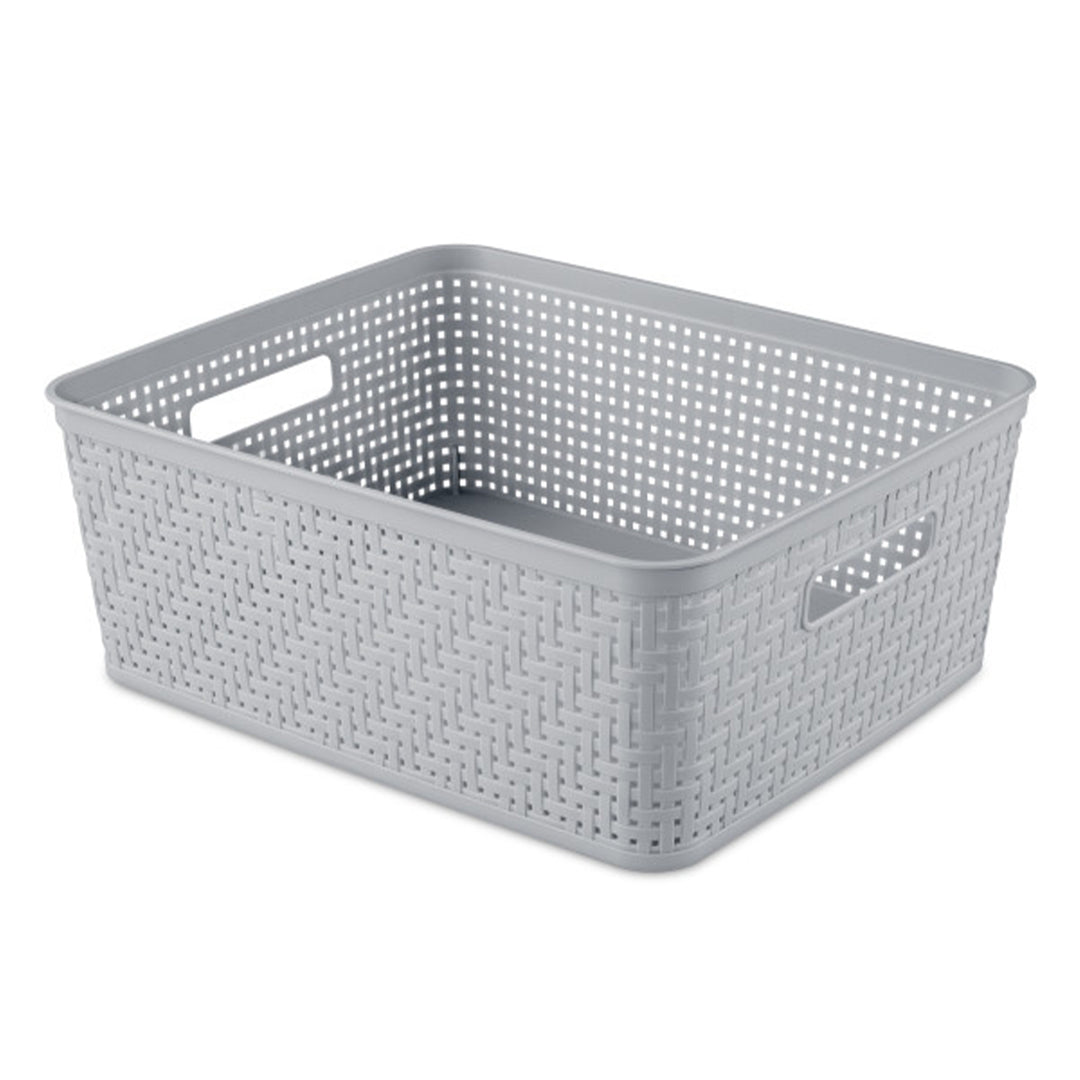 Sterilite 14'' x 11.5'' x 5'' Woven Rectangular Short Basket Organizer (24 Pack)