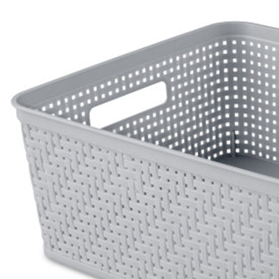 Sterilite 14'' x 11.5'' x 5'' Woven Rectangular Short Basket Organizer (12 Pack)