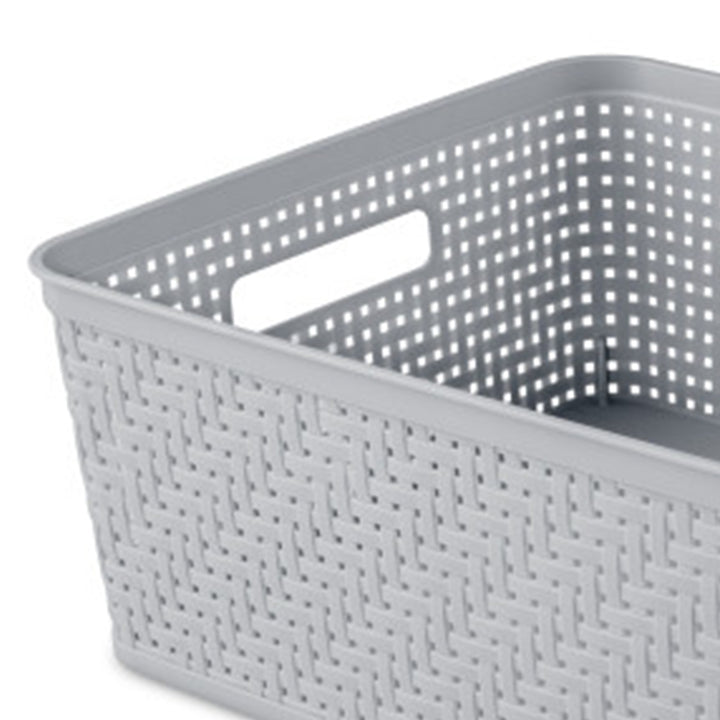 Sterilite 14'' x 11.5'' x 5'' Woven Rectangular Short Basket Organizer (24 Pack)