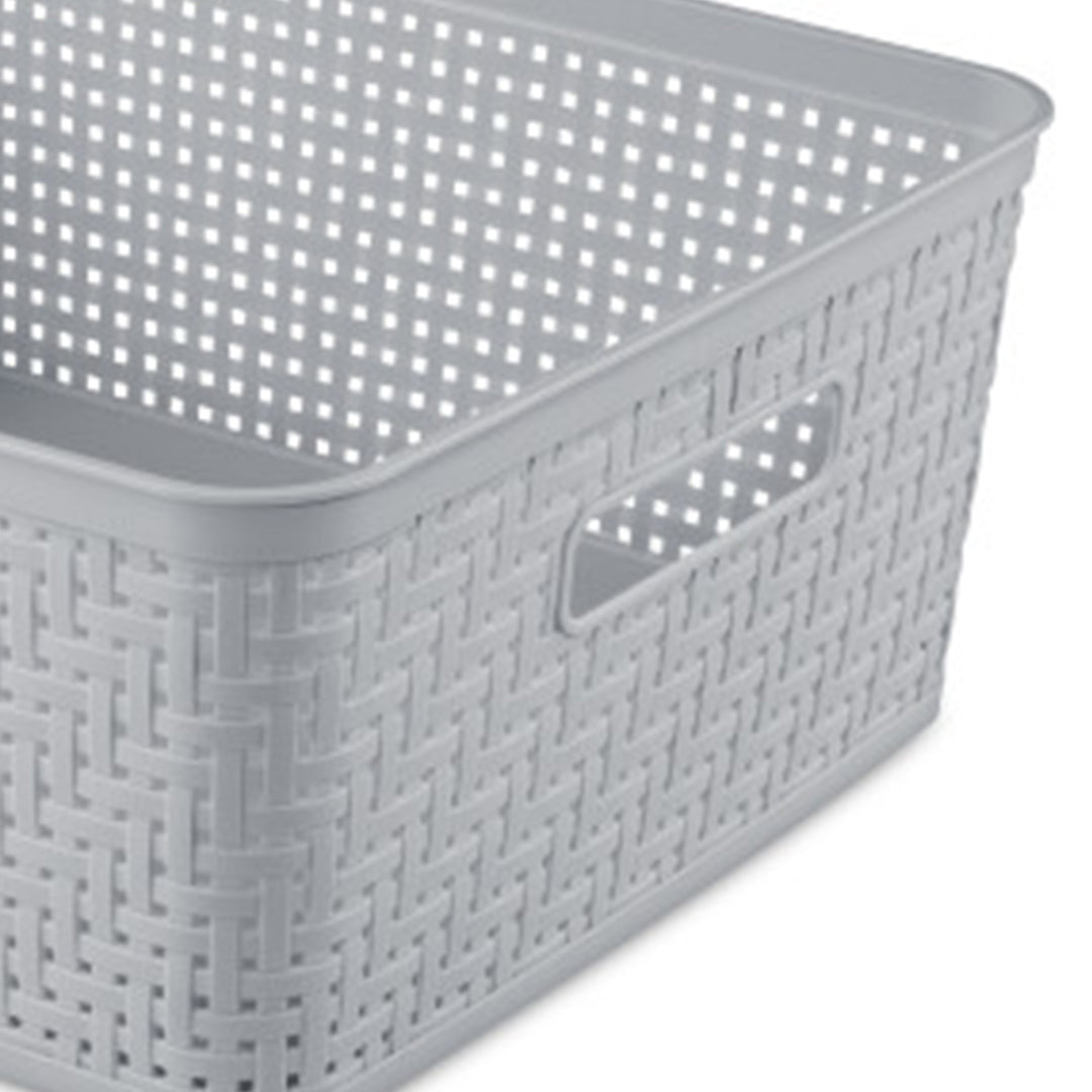 Sterilite 14'' x 11.5'' x 5'' Woven Rectangular Short Basket Organizer (6 Pack)