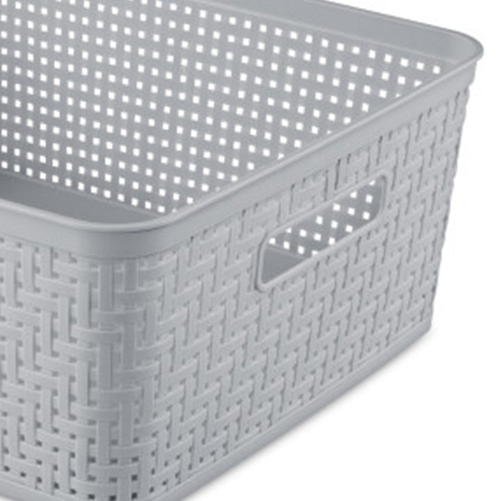 Sterilite 14'' x 11.5'' x 5'' Woven Rectangular Short Basket Organizer (24 Pack)