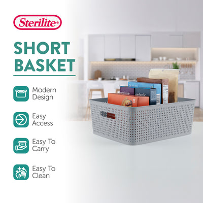 Sterilite 14'' x 11.5'' x 5'' Woven Rectangular Short Basket Organizer (18 Pack)