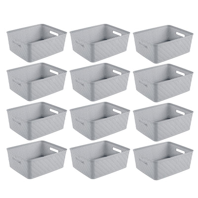 Sterilite 14'' x 11.5'' x 5'' Woven Rectangular Short Basket Organizer (12 Pack)