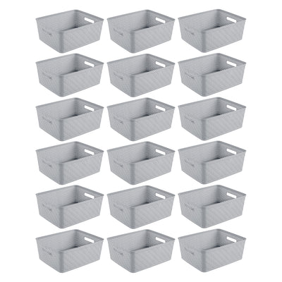Sterilite 14'' x 11.5'' x 5'' Woven Rectangular Short Basket Organizer (18 Pack)