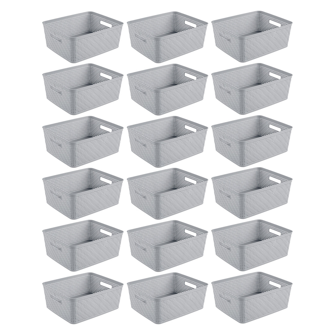 Sterilite 14'' x 11.5'' x 5'' Woven Rectangular Short Basket Organizer (18 Pack)