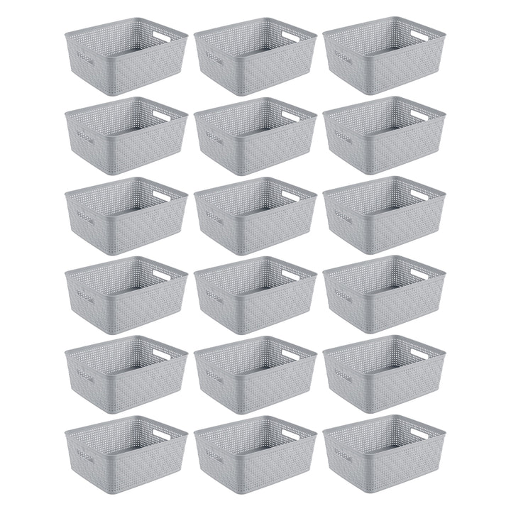 Sterilite 14'' x 11.5'' x 5'' Woven Rectangular Short Basket Organizer (18 Pack)