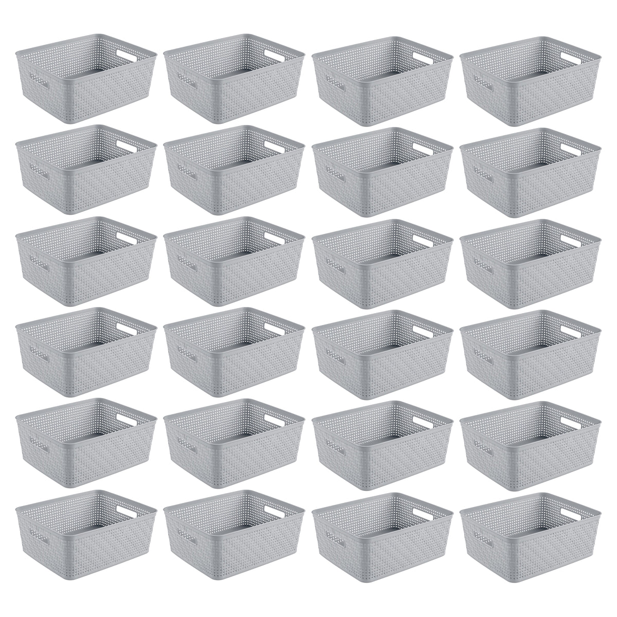 Sterilite 14'' x 11.5'' x 5'' Woven Rectangular Short Basket Organizer (24 Pack) - VMInnovations