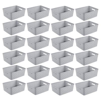 Sterilite 14'' x 11.5'' x 5'' Woven Rectangular Short Basket Organizer (24 Pack)