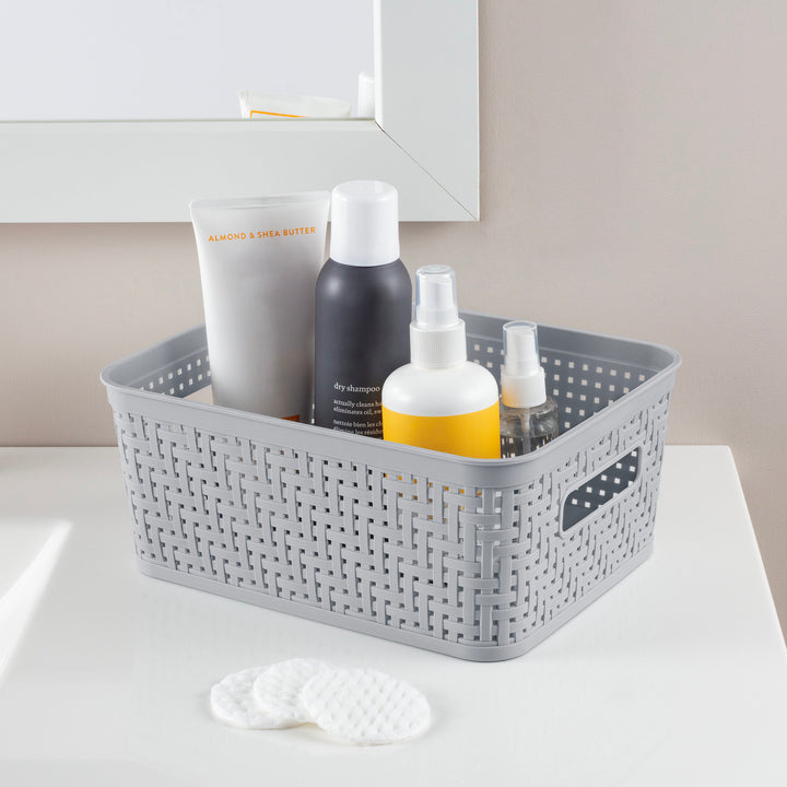 Sterilite 10x8x4.25 In Rectangular Short Basket for Home Organization (24 Pack)