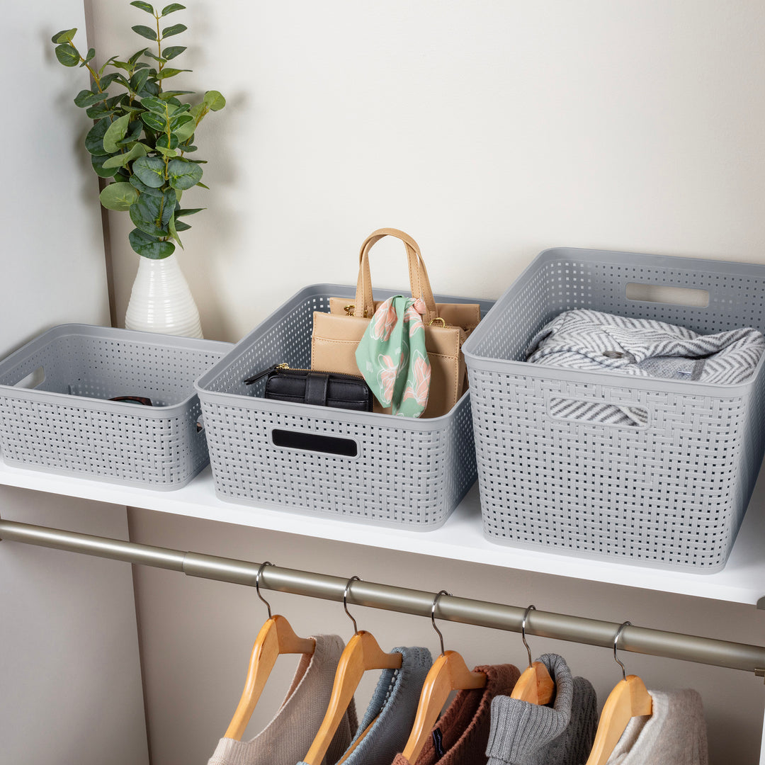 Sterilite 10x8x4.25 In Rectangular Short Basket for Home Organization (16 Pack)