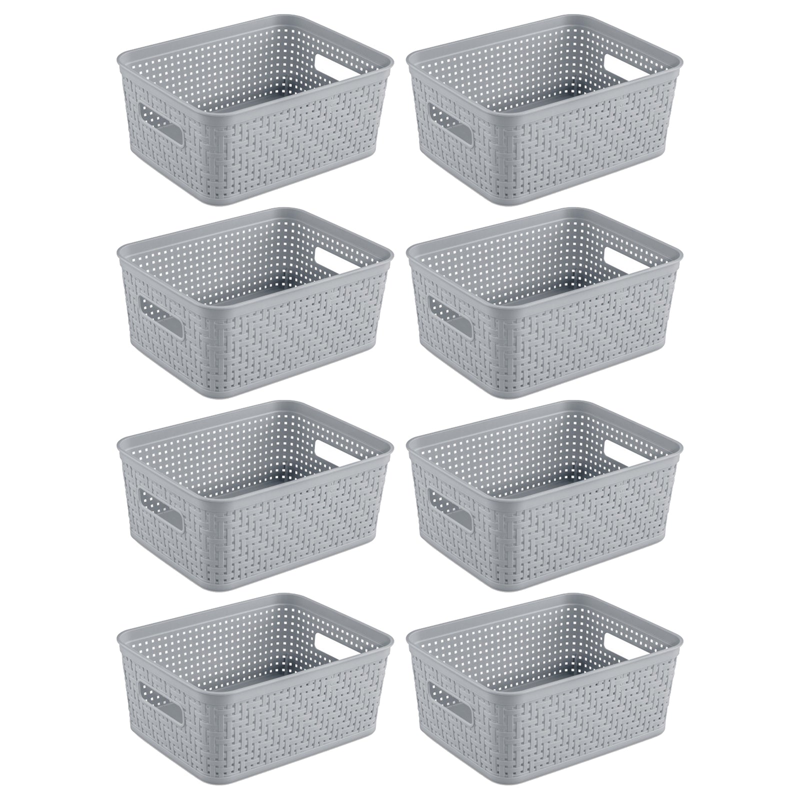 Sterilite 10x8x4.25 Inch Rectangular Short Basket for Home Organization (8 Pack) - VMInnovations