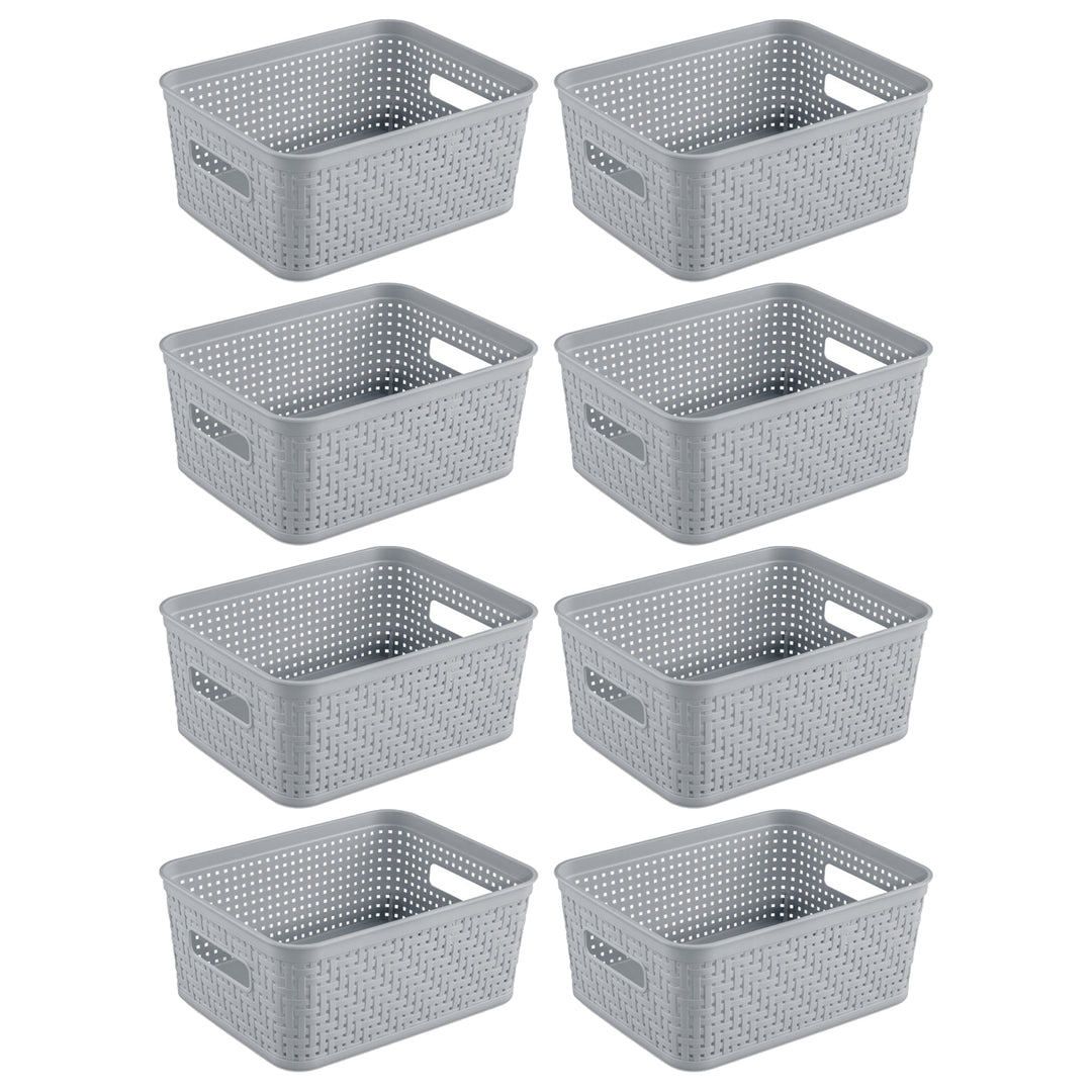 Sterilite 10x8x4.25 Inch Rectangular Short Basket for Home Organization (8 Pack)