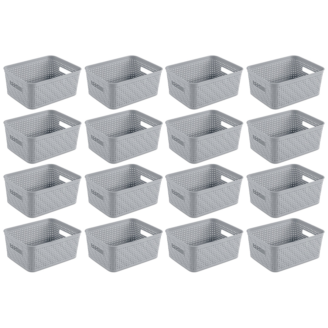 Sterilite 10x8x4.25 In Rectangular Short Basket for Home Organization (16 Pack)