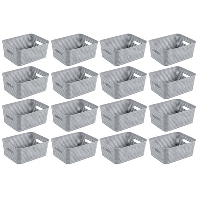 Sterilite 10x8x4.25 In Rectangular Short Basket for Home Organization (16 Pack)