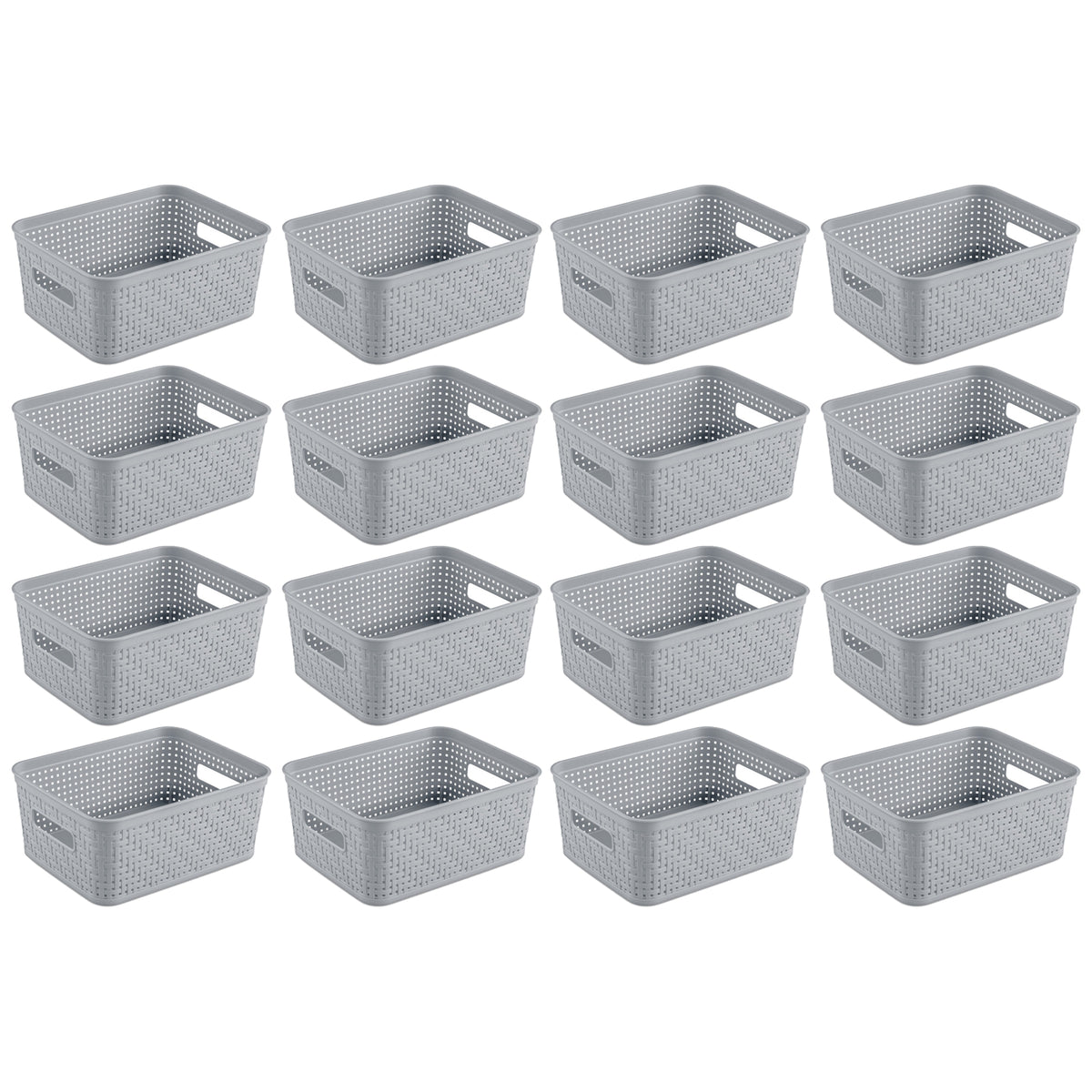 Sterilite 10x8x4.25 In Rectangular Short Basket for Home Organization (16 Pack)