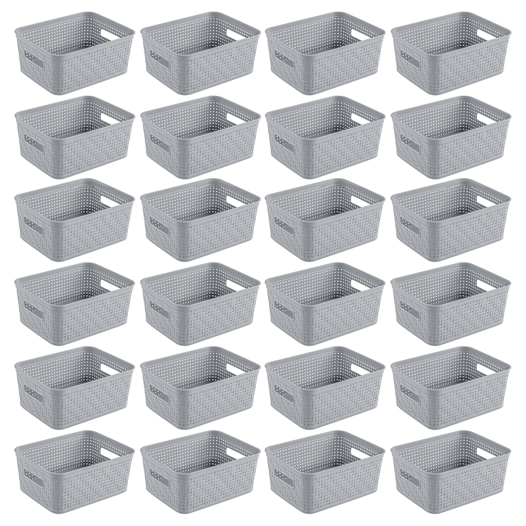 Sterilite 10x8x4.25 In Rectangular Short Basket for Home Organization (24 Pack)