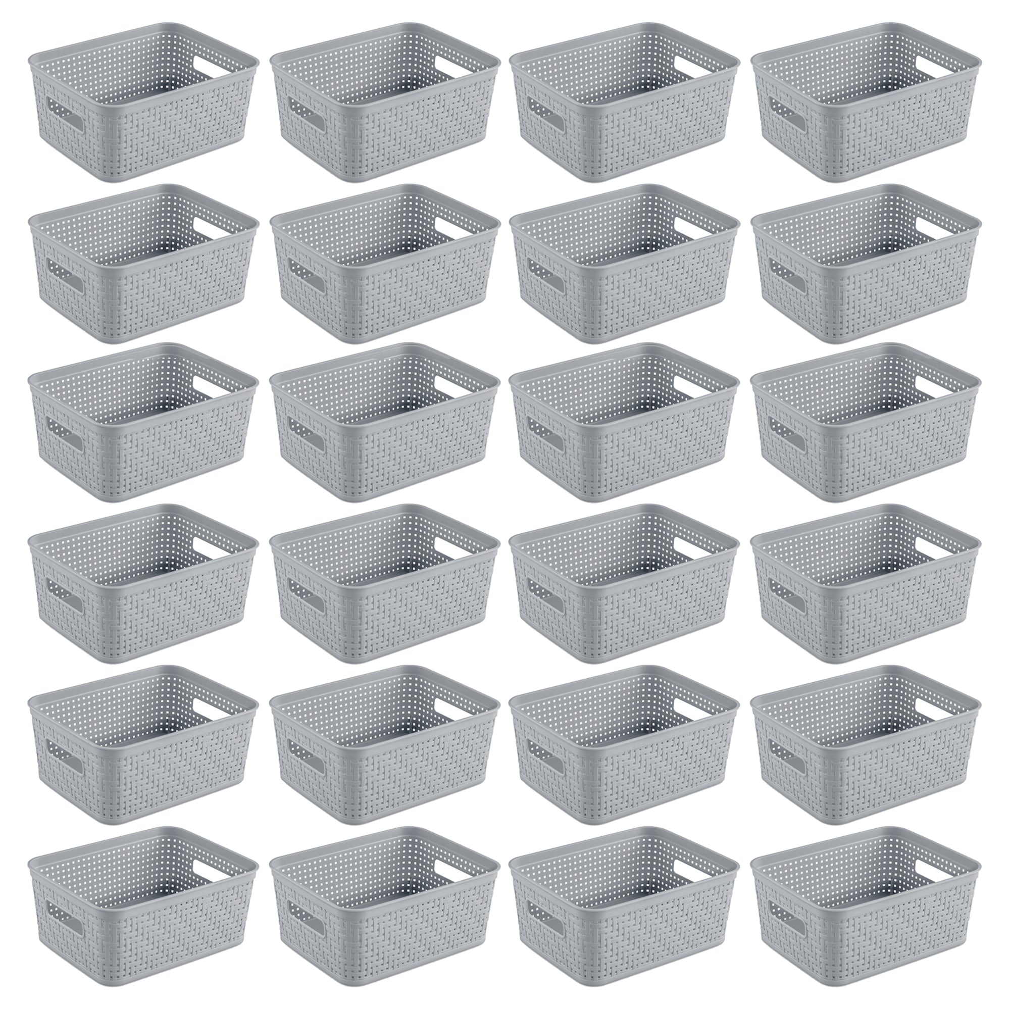 Sterilite 10x8x4.25 In Rectangular Short Basket for Home Organization (24 Pack)