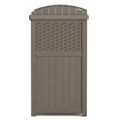Suncast Wicker Plastic Hideaway Trash Can with Latching Lid, Dark Taupe (3 Pack)