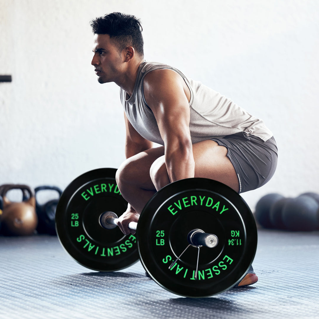 BalanceFrom Fitness 260 Pound Olympic Bumper Strength Training Weight Plate Set - VMInnovations
