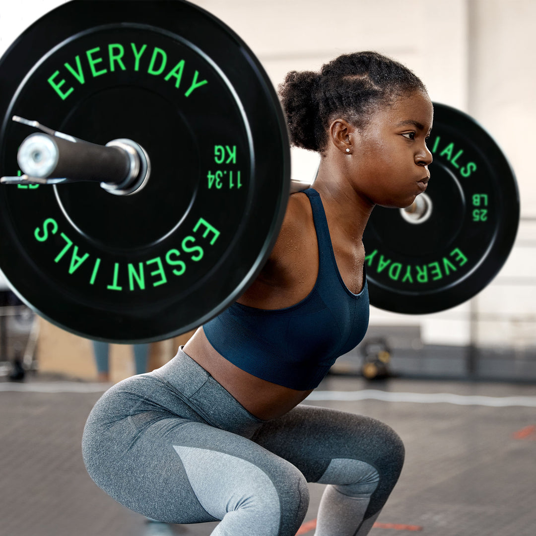 BalanceFrom Fitness 260 Pound Olympic Bumper Strength Training Weight Plate Set - VMInnovations