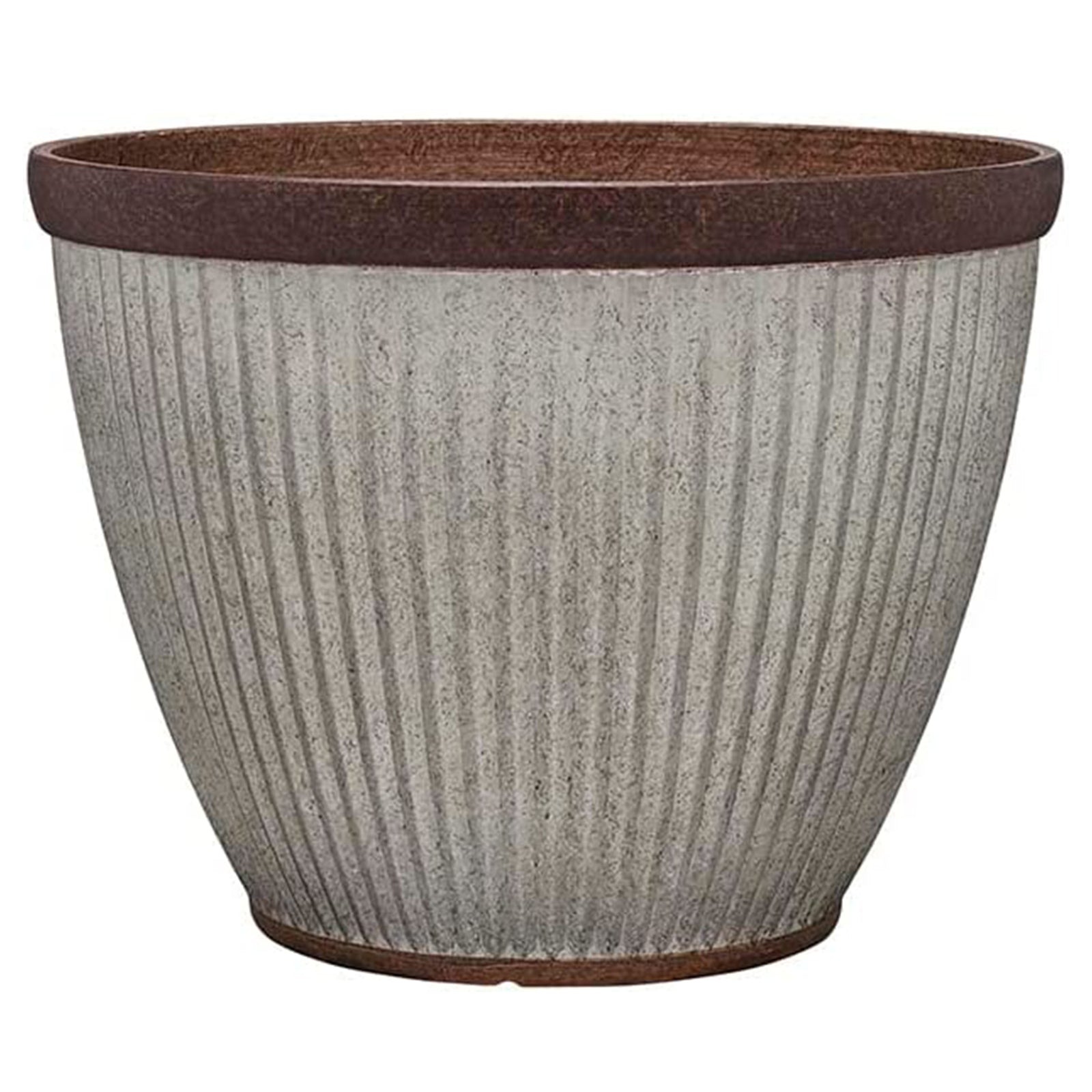 Southern Patio Westlake Collection 15" Rustic Round Pleated Planter, Silver - VMInnovations