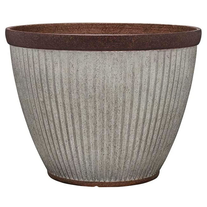 Southern Patio Westlake Collection 15" Rustic Round Pleated Planter, Silver - VMInnovations