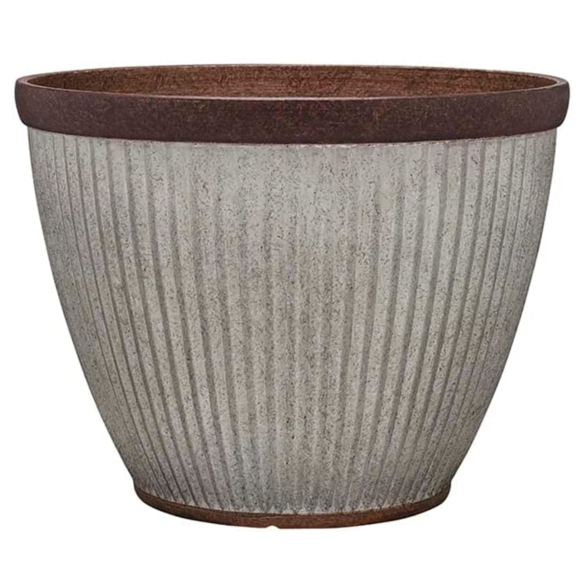 Southern Patio Collection 15" Rustic Round Pleated Planter, Silver (Open Box) - VMInnovations