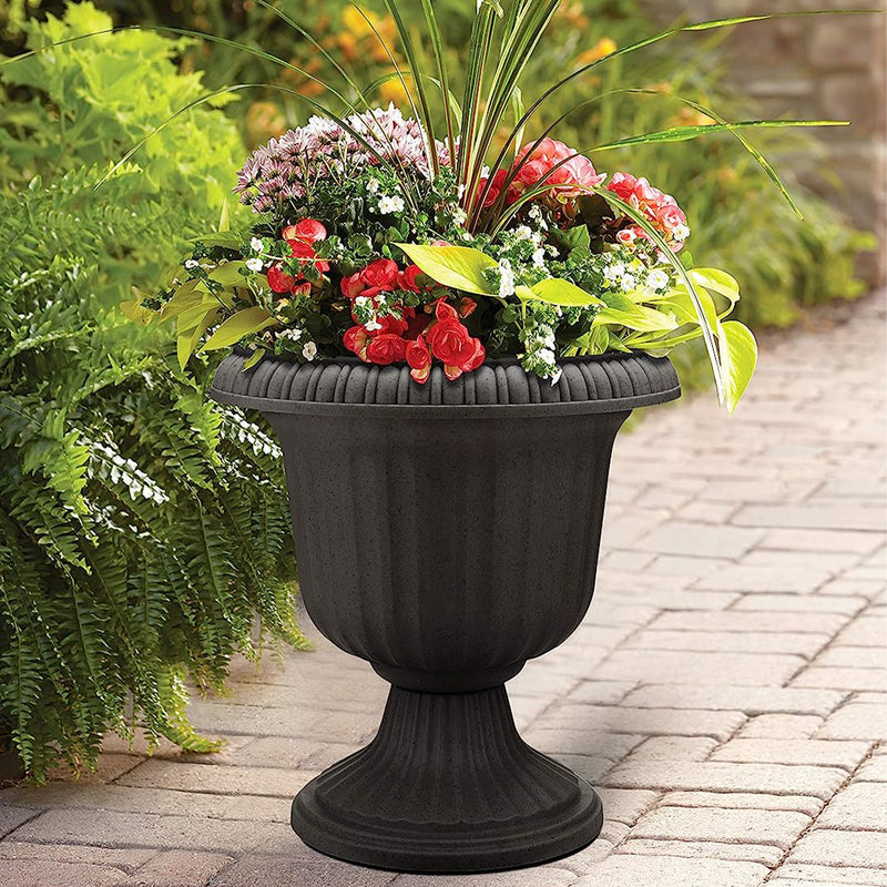 Southern Patio 19" Round Outdoor Utopian Urn for Large Plants, Black (Open Box)