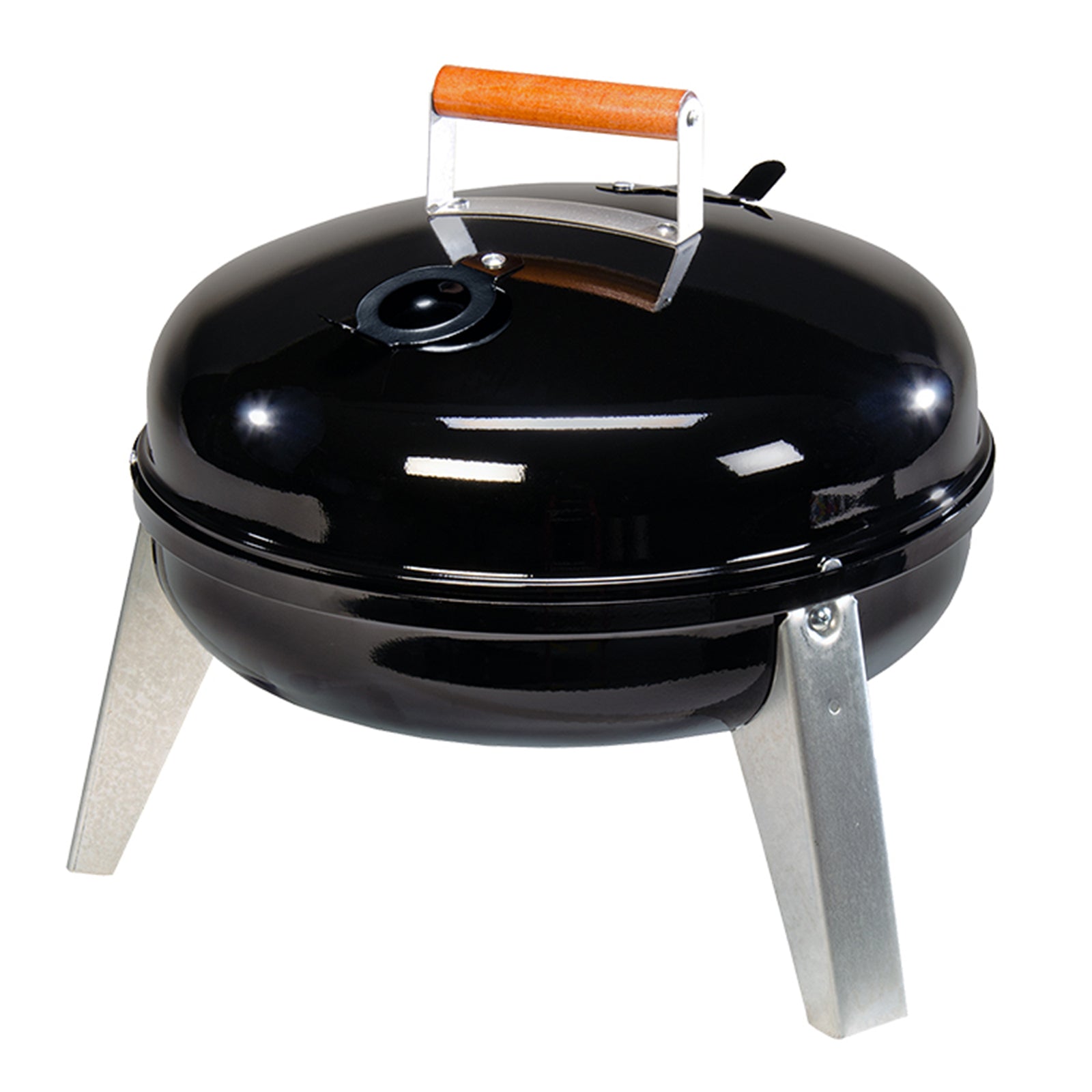 Americana Lock N Go Charcoal Grill  w/Locking Hood & Bowl, Black (Open Box) - VMInnovations