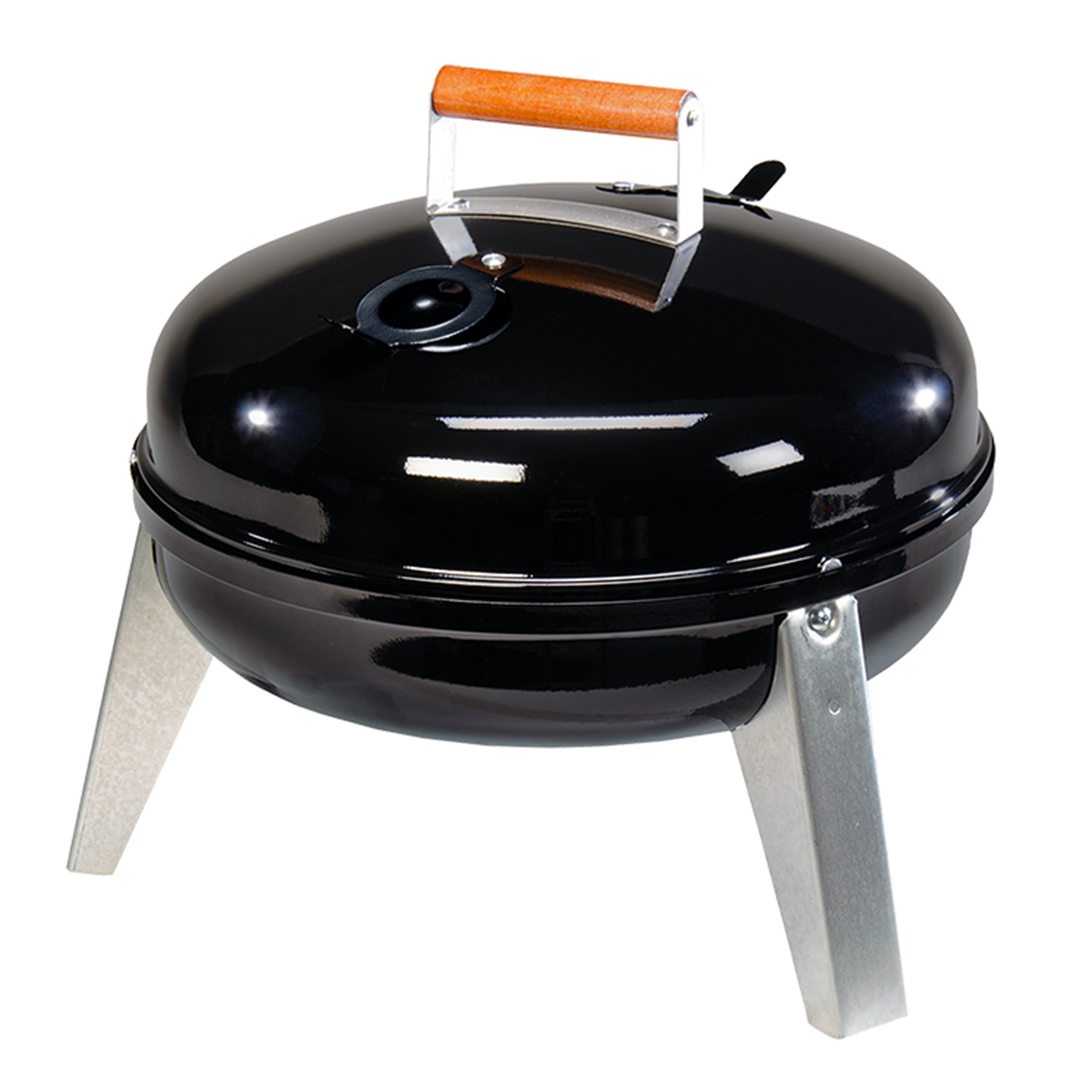 Americana Lock N Go Charcoal Grill  w/Locking Hood & Bowl, Black (Open Box) - VMInnovations