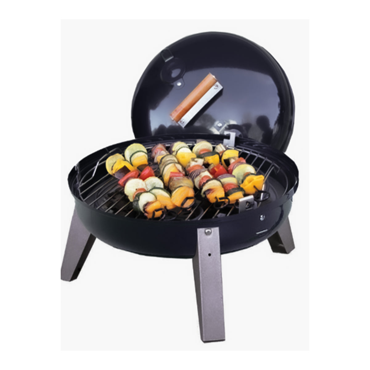 Americana Lock N Go Charcoal Grill  w/Locking Hood & Bowl, Black (Open Box) - VMInnovations