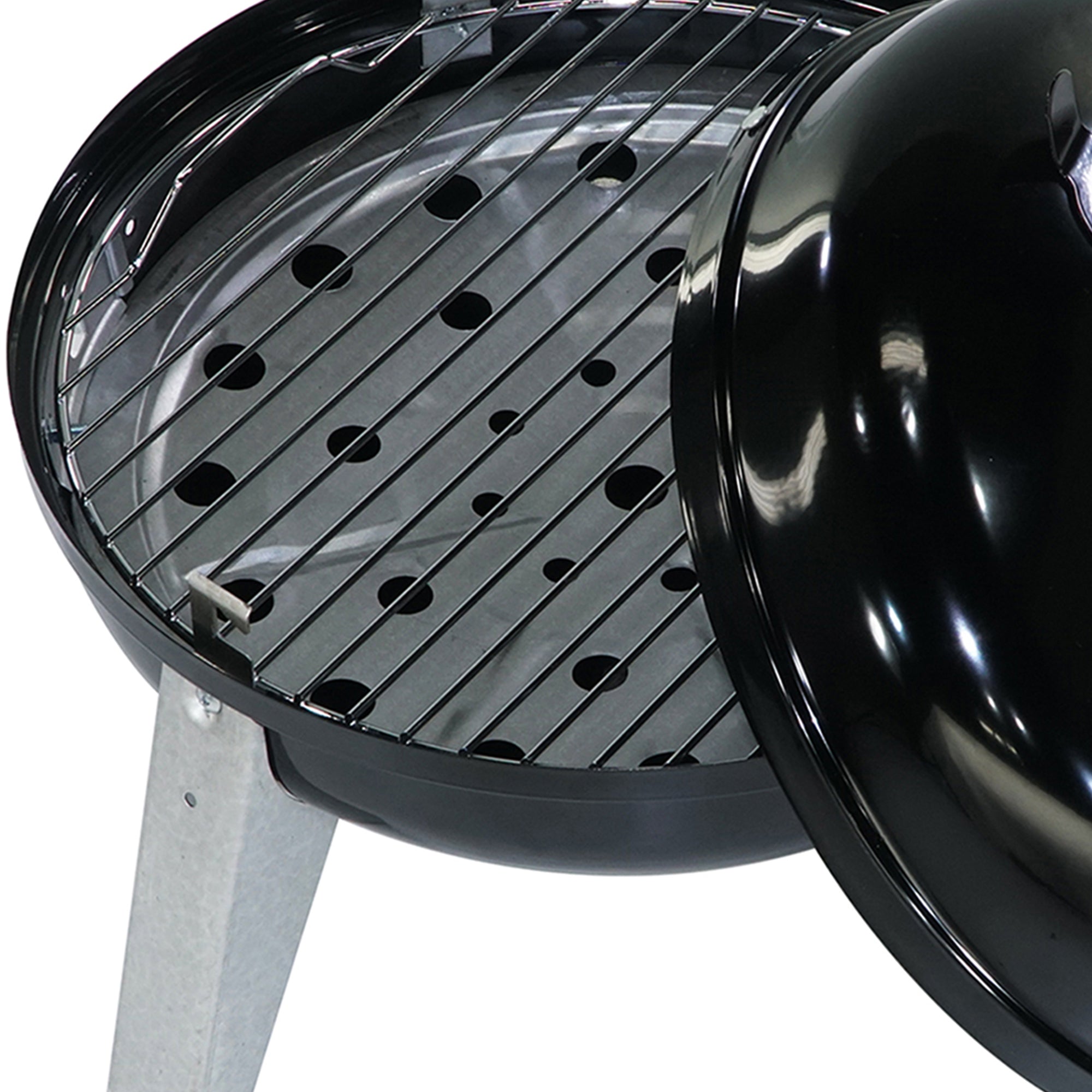 Americana Lock N Go Charcoal Grill  w/Locking Hood & Bowl, Black (Open Box) - VMInnovations