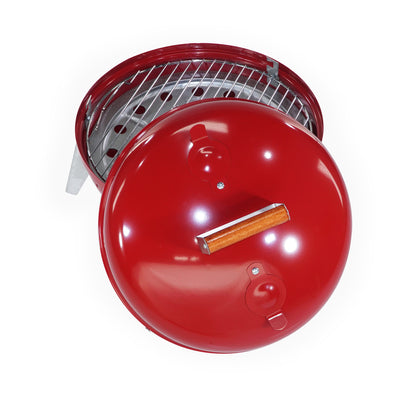 Americana Lock N Go Portable Charcoal Grill w/Locking Hood & Bowl, Red(Open Box)