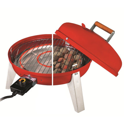 Americana Wherever Grill Dual-Fuel Portable Electric and Charcoal BBQ Grill, Red - VMInnovations