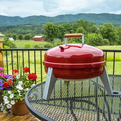 Americana Wherever Grill Dual-Fuel Portable Electric and Charcoal BBQ Grill, Red - VMInnovations