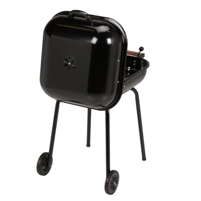 MECO Americana Swinger Wheeled Charcoal Grill, Side Tables & Bottom Shelf, Black - VMInnovations