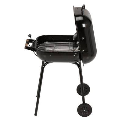 MECO Americana Swinger Wheeled Charcoal Grill, Side Tables & Bottom Shelf, Black - VMInnovations